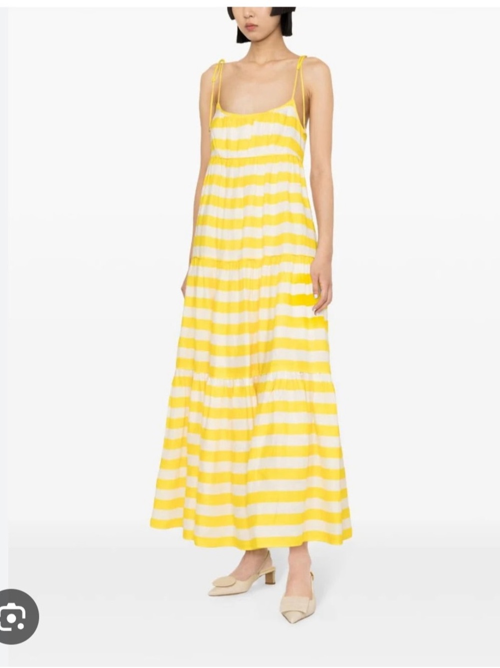 Zimmermann Yellow and White Striped Tie-Shoulder Maxi Dress